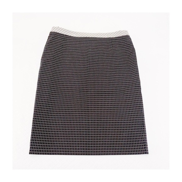Basler Pearl Plaid Windowpane Print Skirt Back Slit SZ38 - Picture 1 of 8
